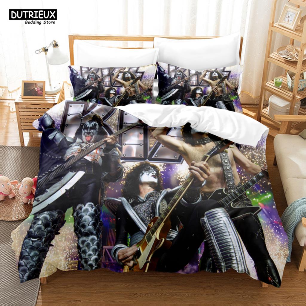 Kiss Band Bedding Set Single Rock Band Duvet Cover Double Queen King Twin Size For Boys Adults Soft Duvet Cover Set Gift