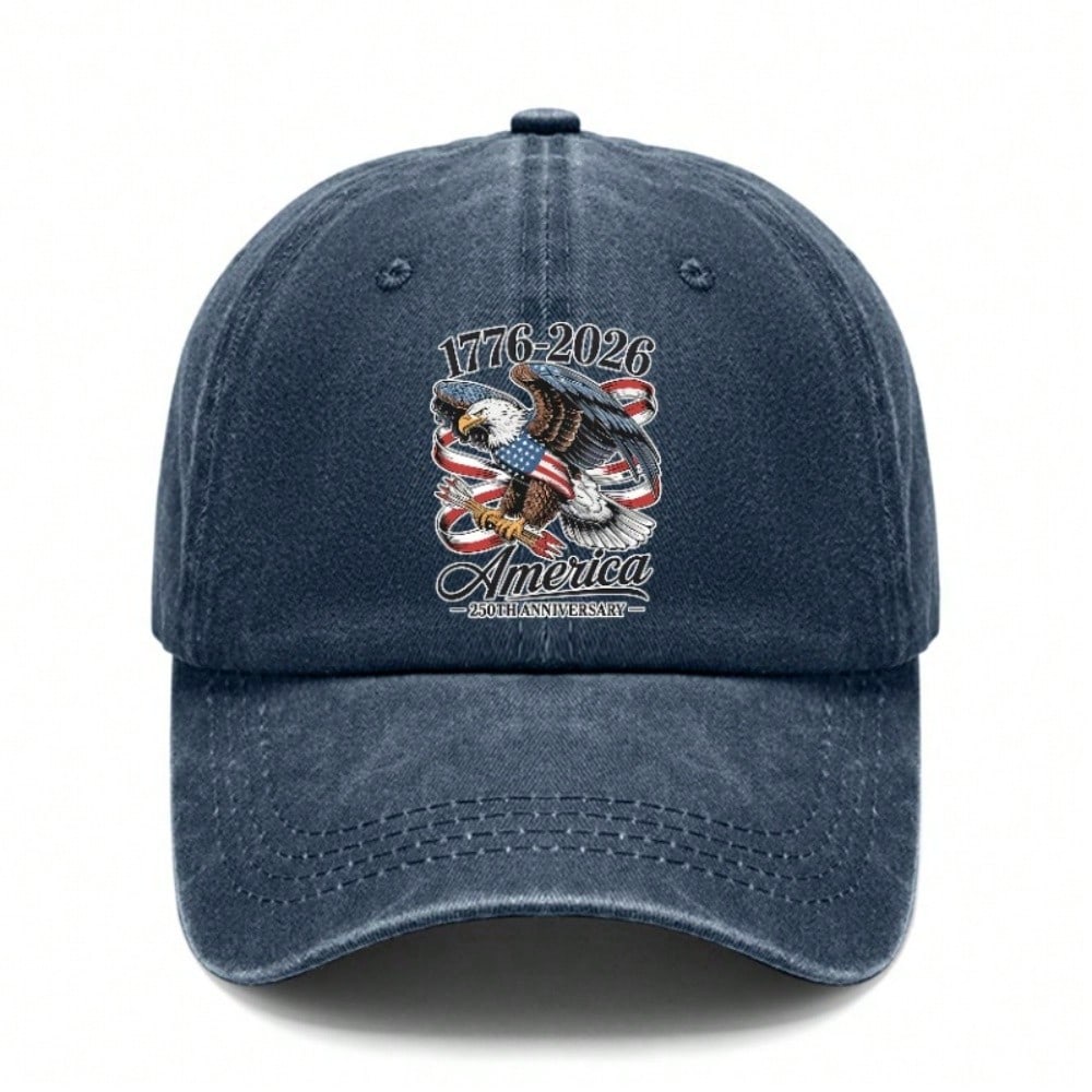 [Vintage American Flag Cap] 250 Years Of Freedom 1776-2026 Print Unisex Polyester Adjustable Breathable Sun Protection Baseball Hat For Patriotic