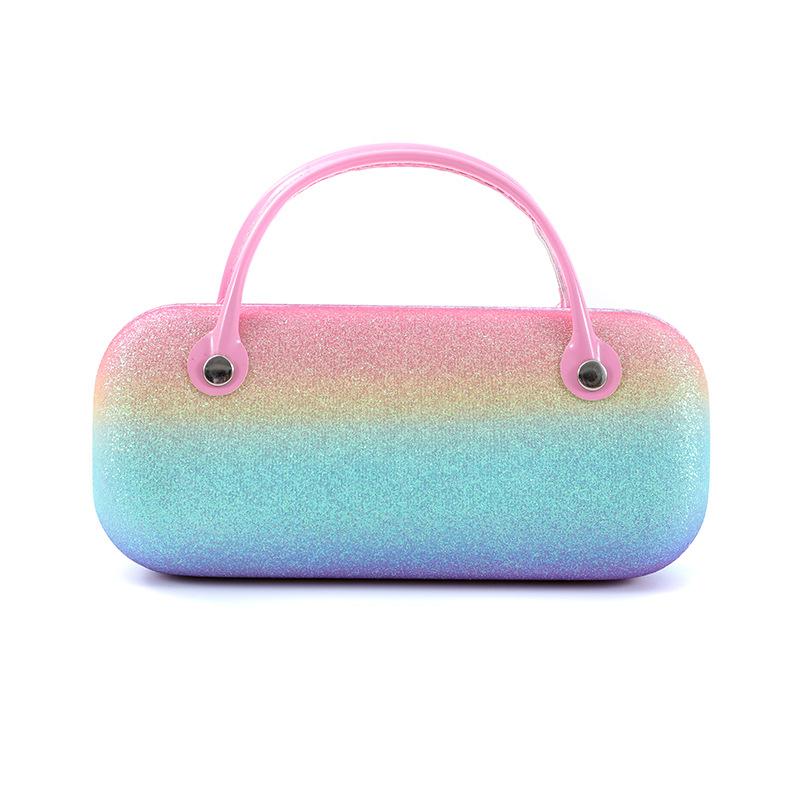 New Rainbow Glasses Case Portable Anti-pressure Protective Box Glitter Laser Sunglasses Storage Box Children's Eyeglasses Case