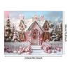 2D flat  1pc pink Christmas house background with candies and snow scenes - banner for holiday parties  weddings  birthdays