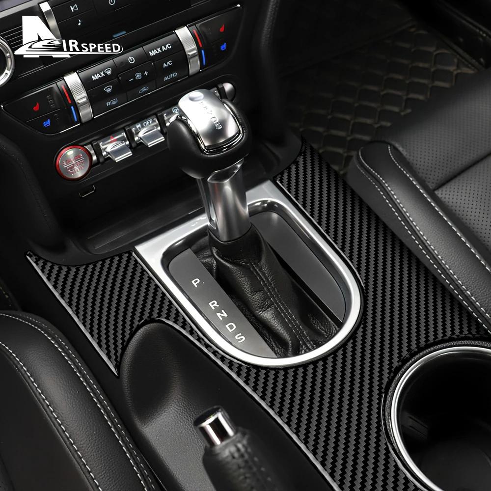Чехол для Ford Mustang 2015-2022 из настоящего углеродного волокна, панель переключения передач, украшение, наклейка на центральную консоль автомобиля