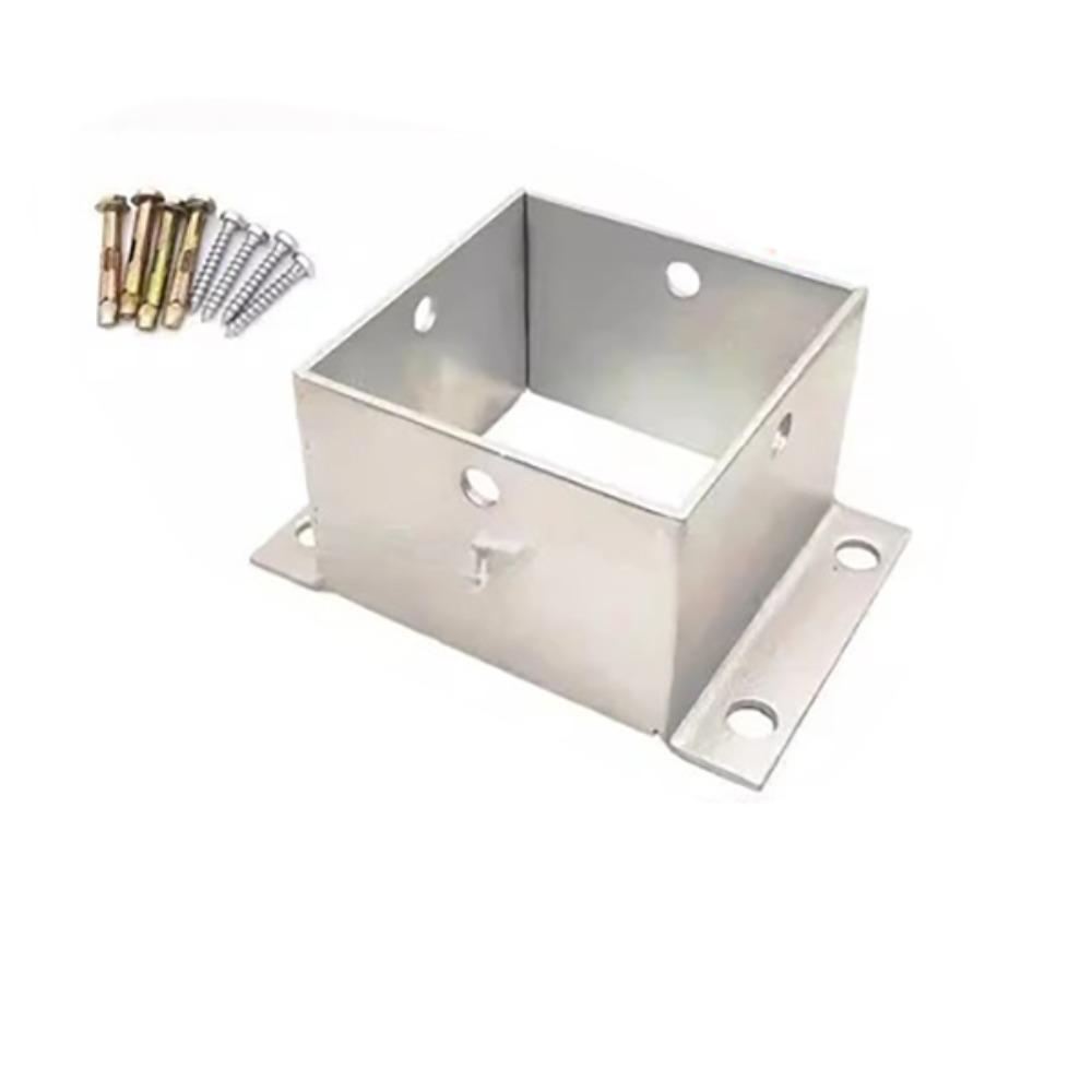 Silver Rectangular Square Tube Fixed Base Stainless Steel Post Base Bracket Floor