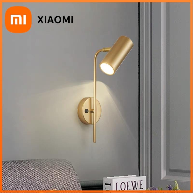 Xiaomi Поворотный настенный светильник для гостиничной спальни, железный каркас, пластиковый абажур, цоколь E27, светодиодный свет для чтения с выключателем, современный настенный светильник для декора дома