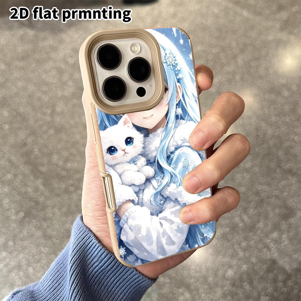 Phone Case: 2D flat lambskin suitable for iPhone 18 17 16 15 14 13 Pro protective case, anime girl, Christmas and Halloween gift