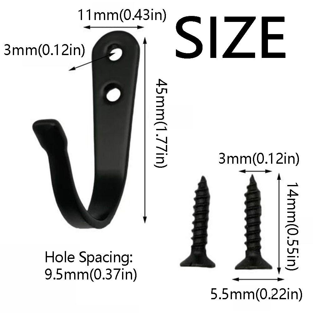 10Pcs Iron Wall Mounted Coat Hooks Metal Wall Hanging Hook Coat Single Hanger  Closet Hanging