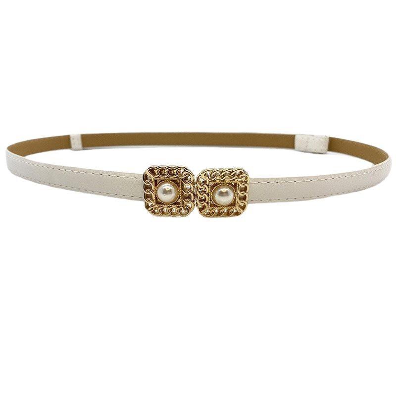 Декоративный пояс-юбка для женщин, модный повседневный, с жемчужной пряжкой, из искусственной кожи, регулируемый пояс-пояс для женщин