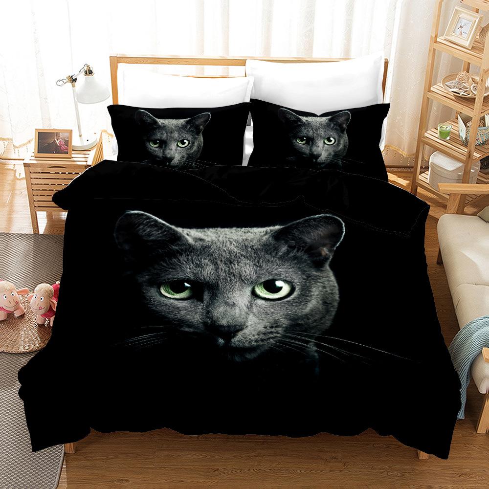 3D комплект постельного белья для домашних животных и кошек, пододеяльник, наволочка, двуспальная кровать, полноразмерное покрывало, моющийся, удобное украшение для дома