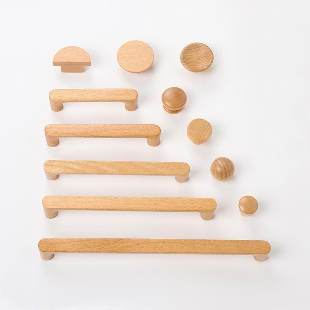 Nordic Style Cabinet Handles Walnut Wood Wardrobe Handles Minimalist Drawer Pulls Interior Design
