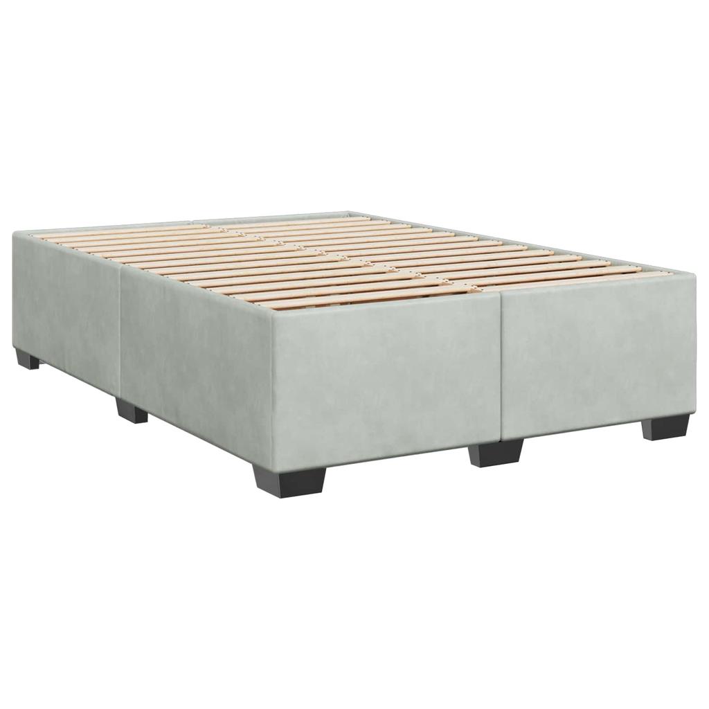 Box Spring Bed with Mattress Light Grey 140 x 190 cm Velvet