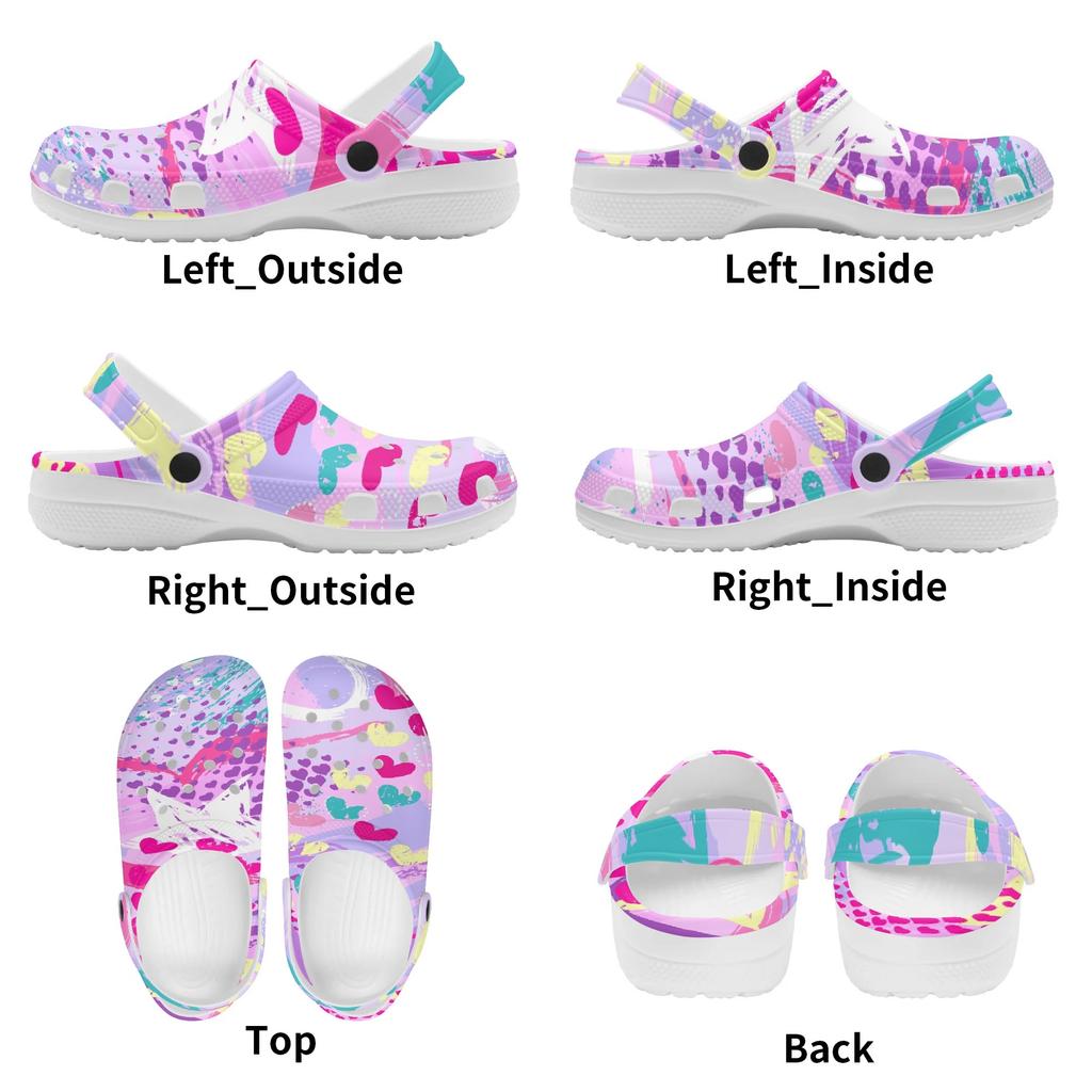 Unisex Printed White EVA Clogs Lightweight Breathable Slip On Garden Shoes Summer Beach Pool Bathroom Casual Sandals Shower Use