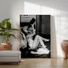 Fashion Black and White Woman Drinking Champagne Canvas Prints Modern Painting On The Wall Picture Poster for Bathroom Decor