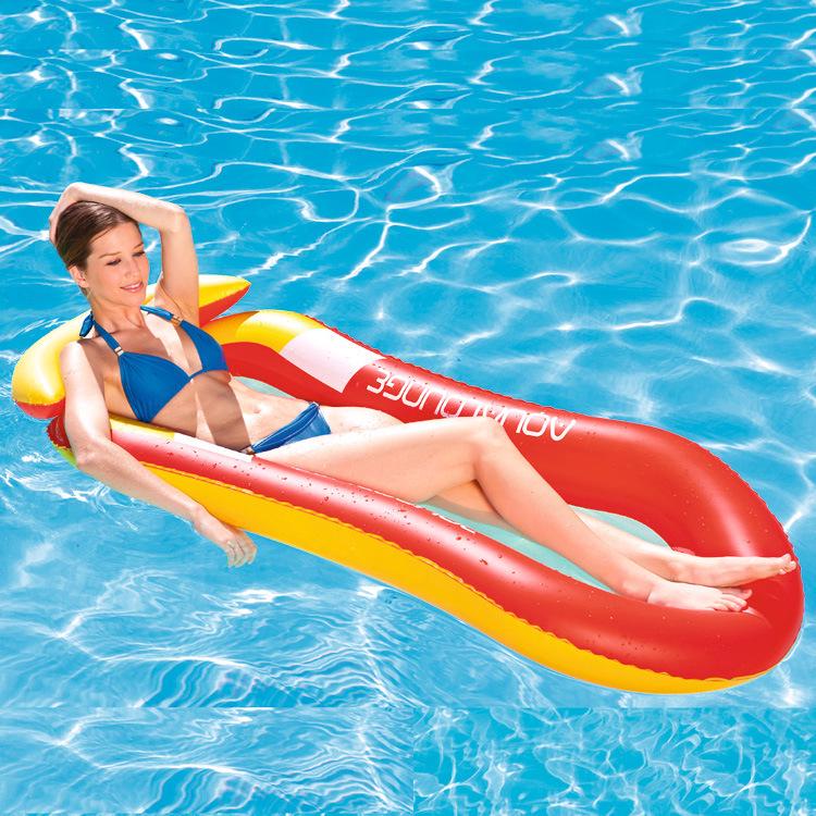 Inflatable Recliner Adult with Net Floating Row Ins Swimming Ring Water Floating Bed Anti-rollover Swimming Ring