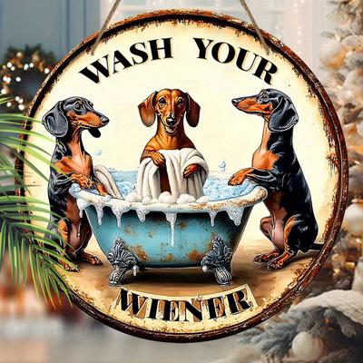 2D плоские подвесные декоративные таблички, украшение для интерьерной стены или двери, садовое украшение, рисунок - три таксы, подарок на новоселье для друзей