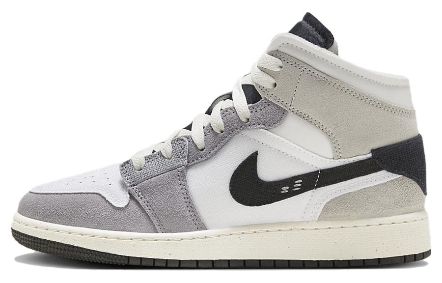 Jordan 1 Mid SE Craft Белый Цемент Серый Черный GS FD9091-002