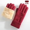 Зимние женские перчатки с сенсорным экраном, холодостойкие двухслойные вязаные перчатки, теплые перчатки для велоспорта на открытом воздухе