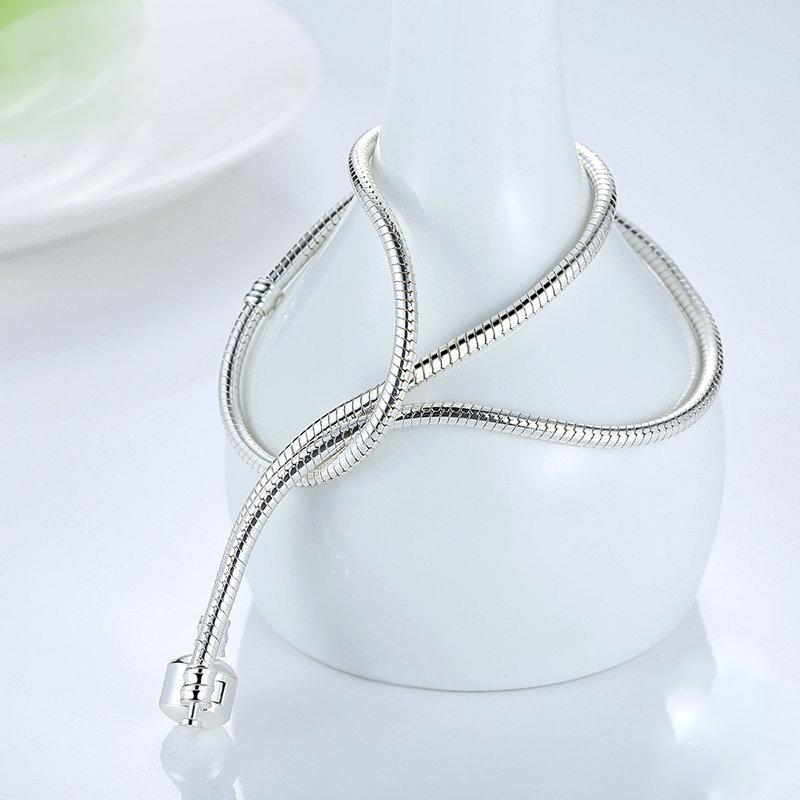 45cm Length Silver Color Charm Necklace Snake Chain Fit Brand Original Pendant Necklaces For Women Lover Diy Jewelry Gift