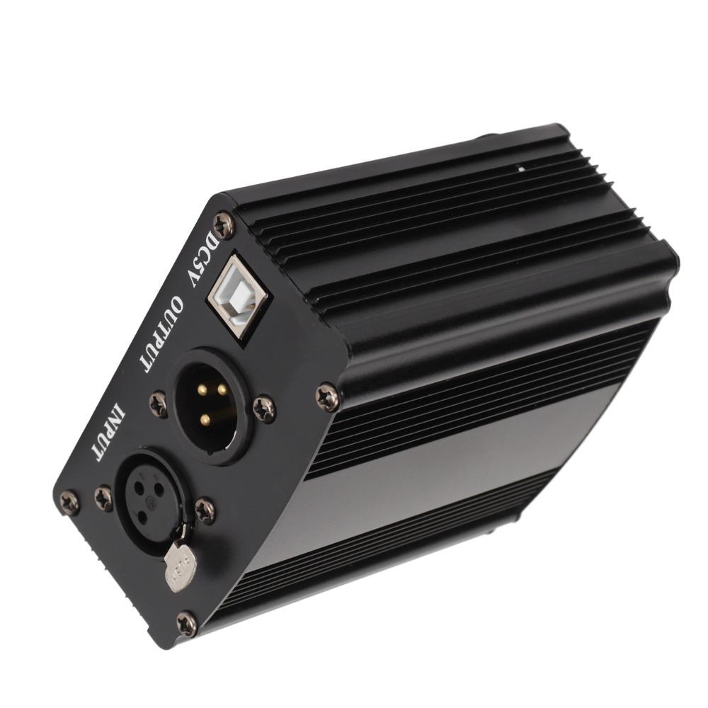 Одноканальный фантомный блок питания 48 В с 3-контактным XLR-кабелем и USB-кабелем, малошумящий, для конденсаторного микрофона, стабильный выход