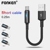 FONKEN 25cm Short USB Charge Cable Micro USB Type C Cable For iPhone Huawei Android 2.4A Fast Charging Power Bank Charge Cable With Indicator Light