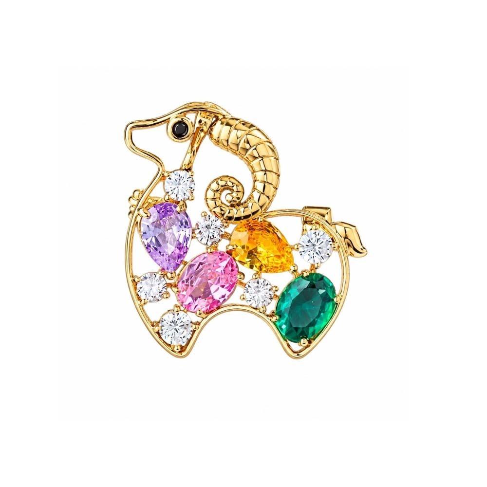 Inlaid Rhinestone Animal Lapel Pin Curved Horns Zodiac Year Badge Lucky Ram Breastpin Daily Outfit