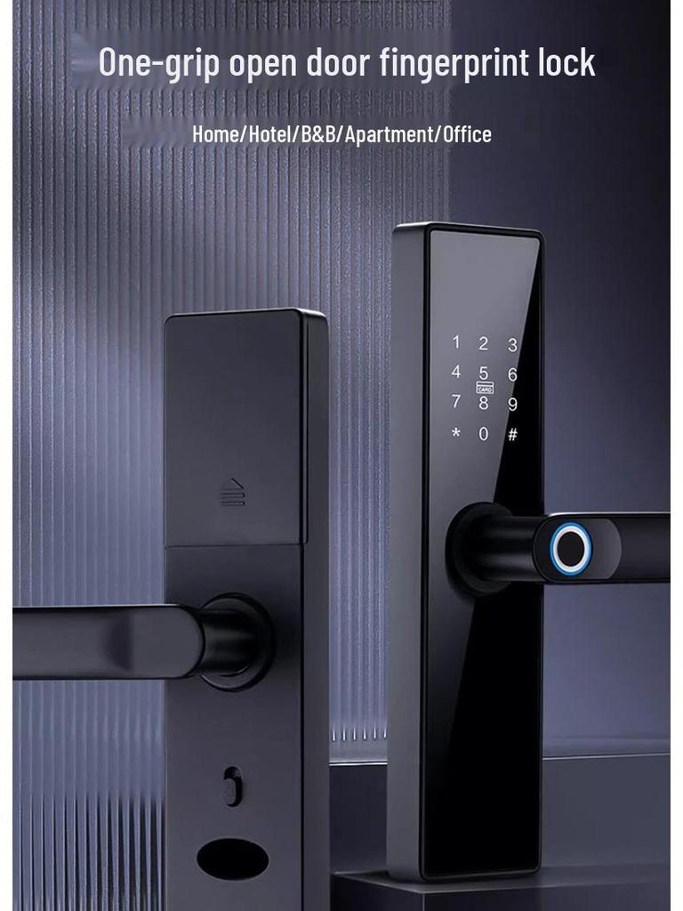 Многоязычный умный дверной замок с отпечатком пальца и дизайном граффити