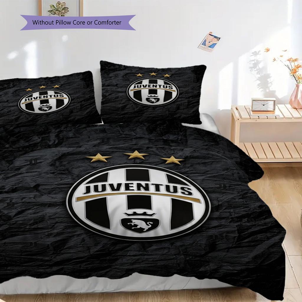 Juventus Football Club Emblem Bedding (1 * duvet cover + 2 * pillowcase, without core) Christmas birthday gift Duvet cover and pillowcase Bedding set