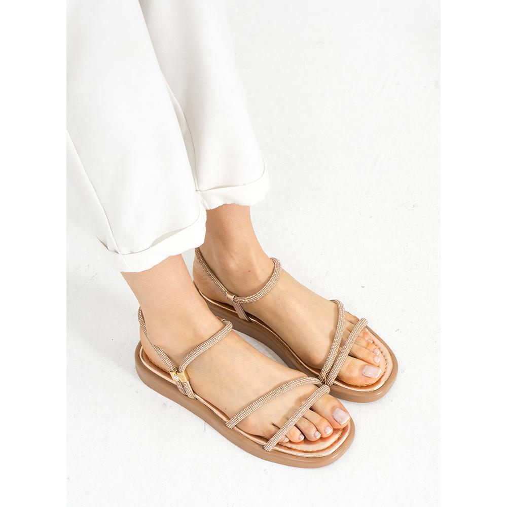 Элегантные женские сандалии с двойной полосой и удобной подошвой из камня 020-7502-23