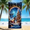 1Pc Christmas Fantasy Scene Beach Towel, Quick Dry, Multi-Use for Beach Pool Gym Yoga Home Travel, Christmas, Halloween, Xmas Gift S209