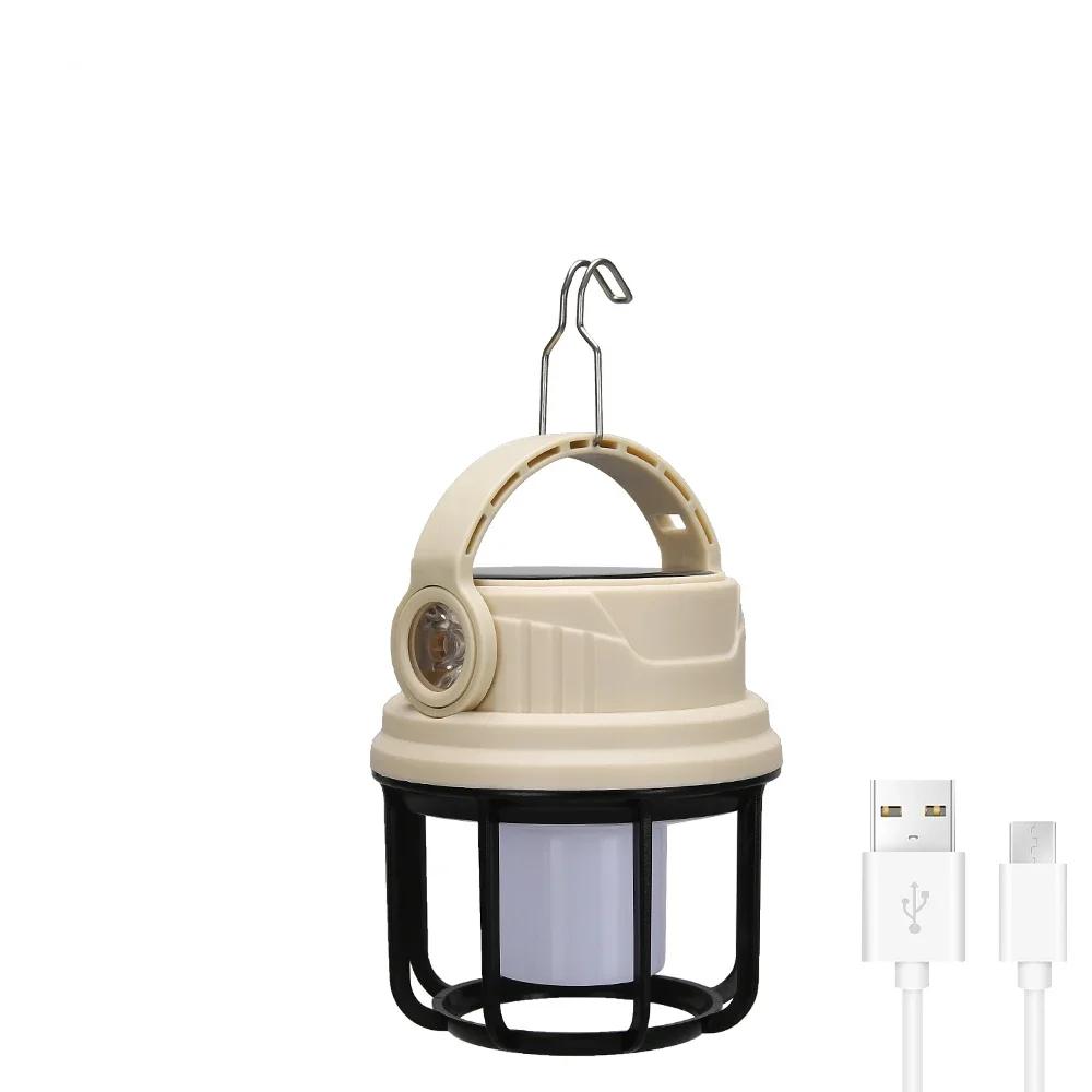 Outdoor Camping LED Solar Lights with 6 Lighting Modes Tent Light Solar Rechargeable Hanging Lamp Outdoor Fishing Lanteran