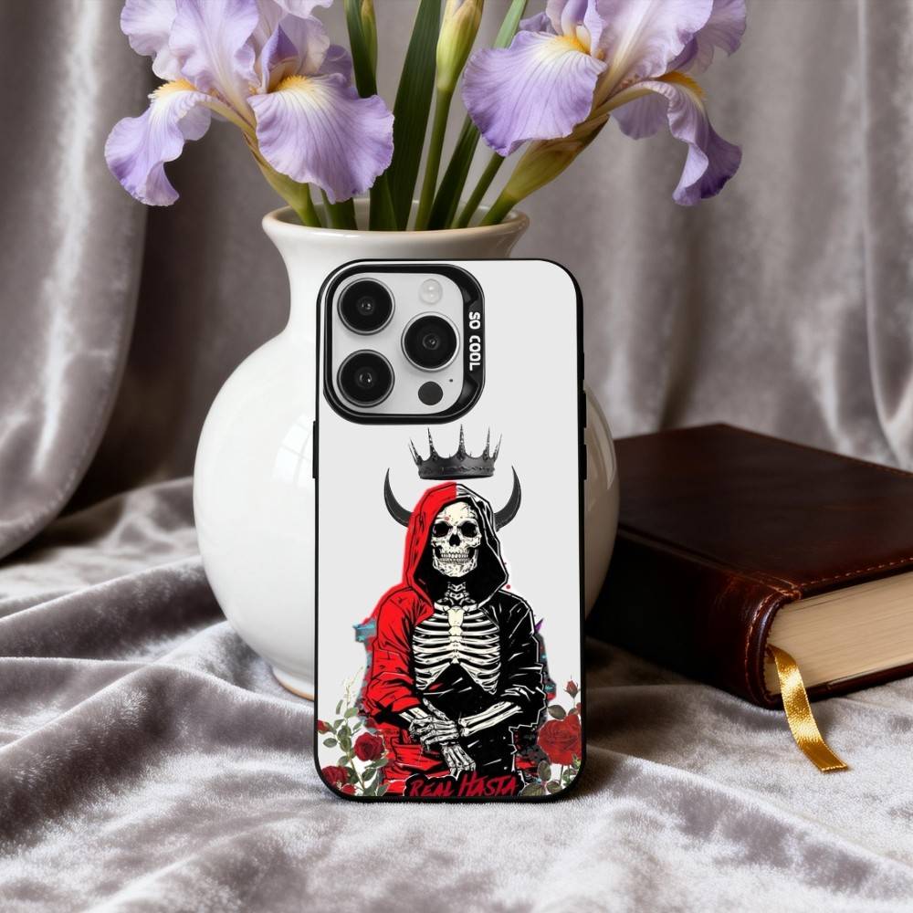Чехол для телефона с принтом S-Santa M-Muerte Для iPhone17,16,15,14,13,12,11 Plus,Pro Max Черный Конфетный серебристый чехол для телефона