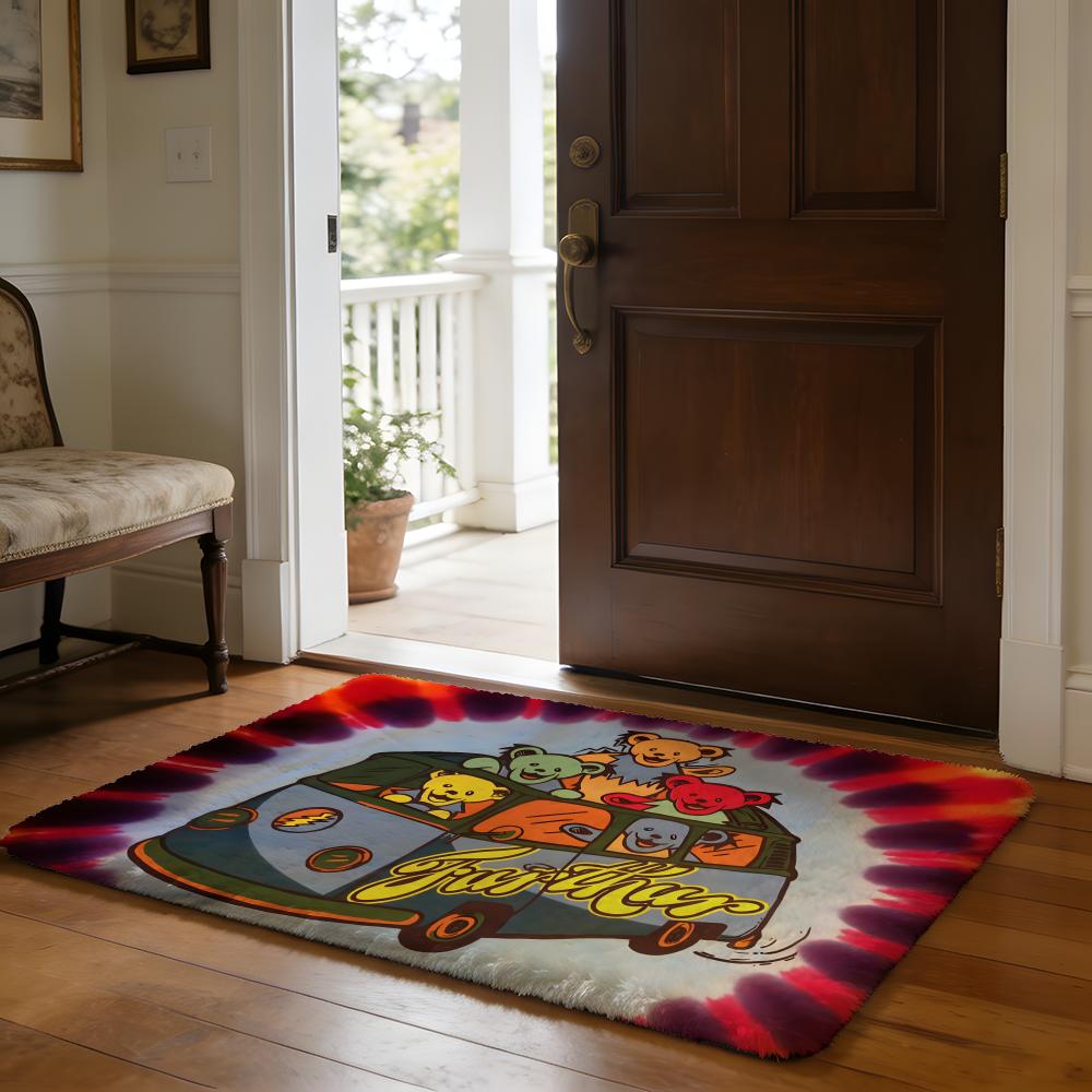 GGrateful DDead Anmie Floor Mat Soft Flannel Absorbent Mat Non-Slip Rug Home Bedroom Bathroom