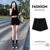 Women's Black High-Waisted Spicy Slimming Shorts: Elastic, Tight, Casual A-Line Hot Pants for Summer