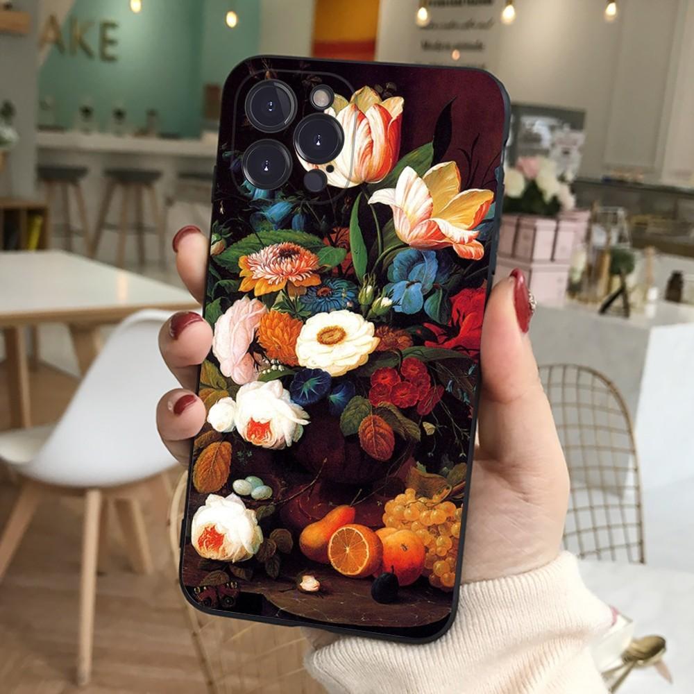 Classic Painting Flower Aesthetic Art Phone Case Silicone Soft for iphone 16 15 14 13 12 11 Pro Mini XS MAX Plus X Cover