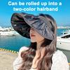 Women Sun Hat Empty Top Design Adjustable Fit Outdoor Wide Brim Sun Protection Hat Portable Roll-Up Hiking