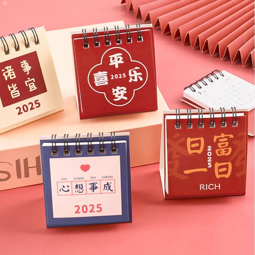 Creative Mini Desk Calendar Thick Paper Monthly Planner Gift 2024-2025 Calendar  Desk Decoration