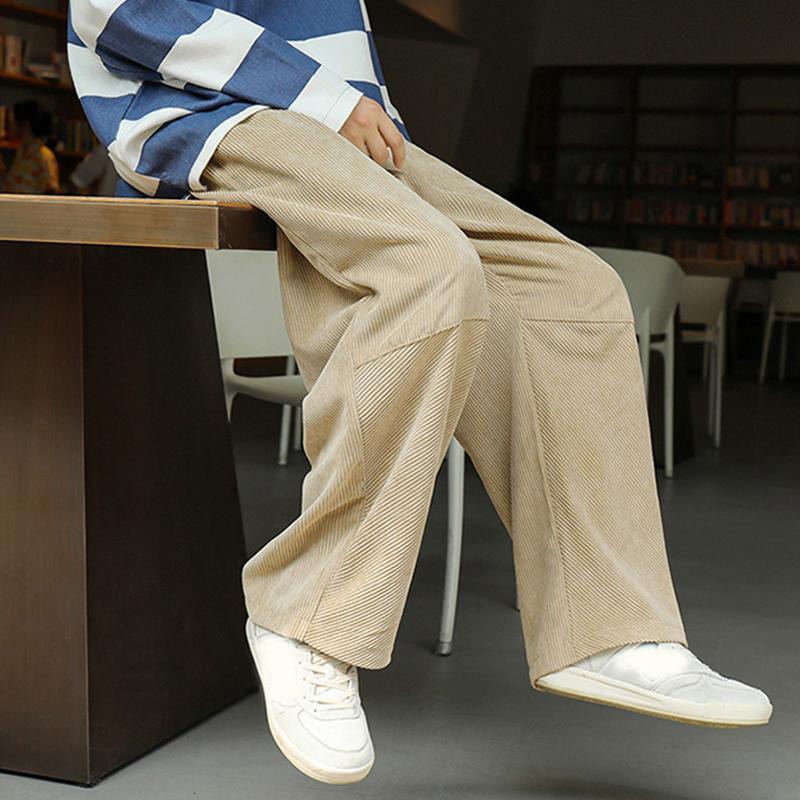 Мужские брюки Широкие брюки Летняя модная одежда Повседневная вельветовая свободная хип-хоп уличная одежда Большие размеры Брюки прямые