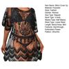 Sexy Beach Bikini Cover-up V-neck Half Sleeve Embroidery Flower Pattern See-Through Mesh Cover-up Loose Fit Ultra-thin