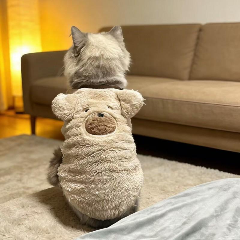 Warm Fleece Pet Vest Cats Winter Thickened Cozy Home Wear Small Cat Sleeveless Jacket XS To XXL