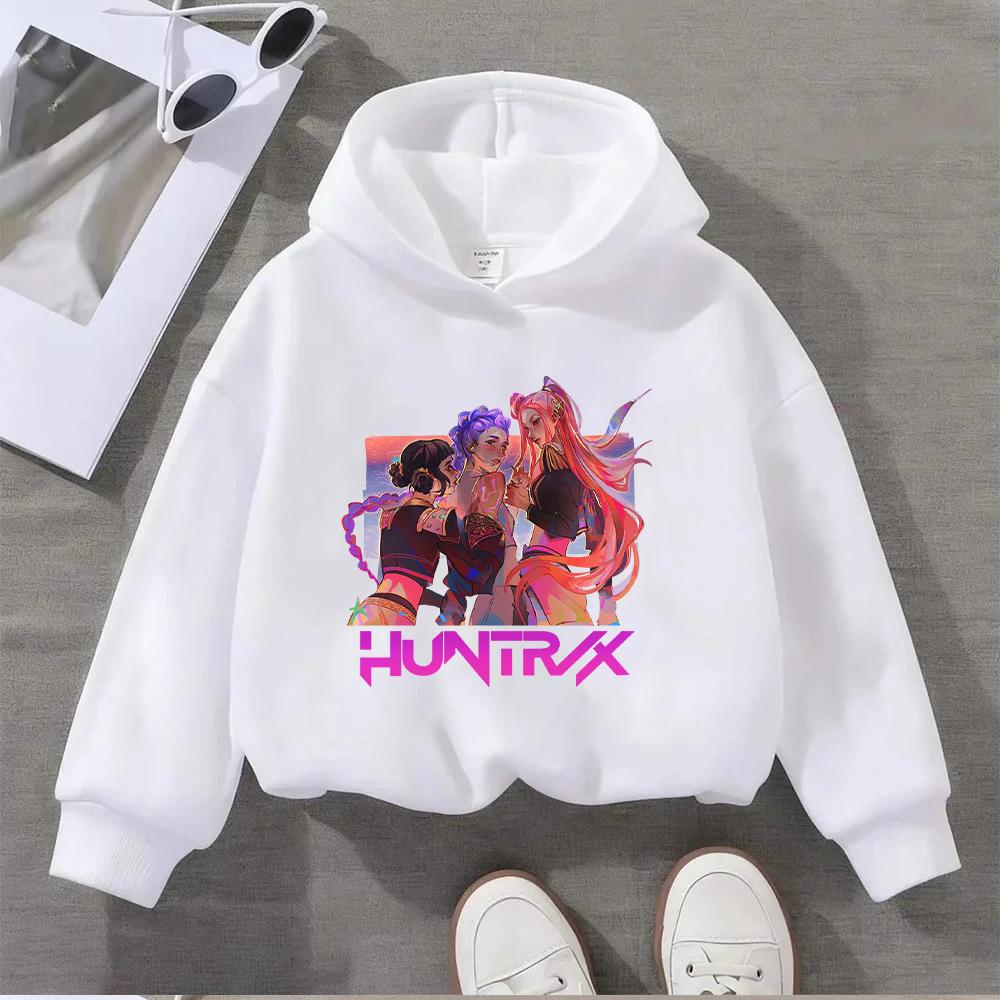 Детский графический свитшот HUNTRX, красочный дизайн персонажей, повседневный пуловер для мальчиков, девочек, молодежный модный топ