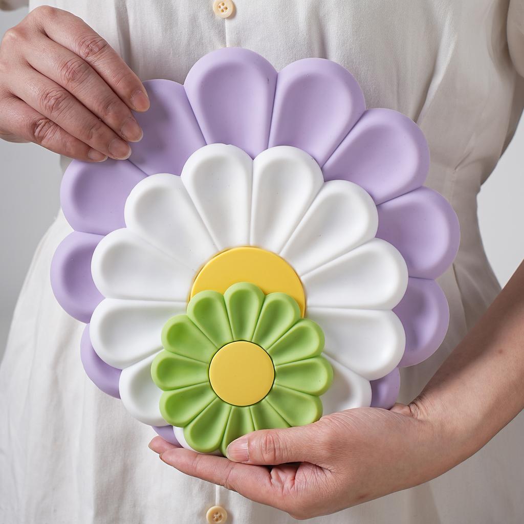 Силиконовый теплоизоляционный коврик с цветком маргаритки, простой, прочный, симпатичный, японский, силиконовый, подставки под тарелки, коврик для кастрюль и сковородок, защищающий от ожогов
