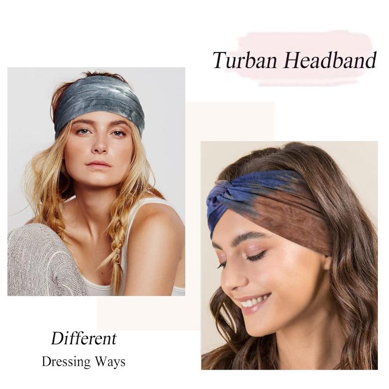 Yoga Sports Headband Elastic Non-slip Wide Headband Tie-dye Headband Exercise Running Sweat-absorbent Women's Headband