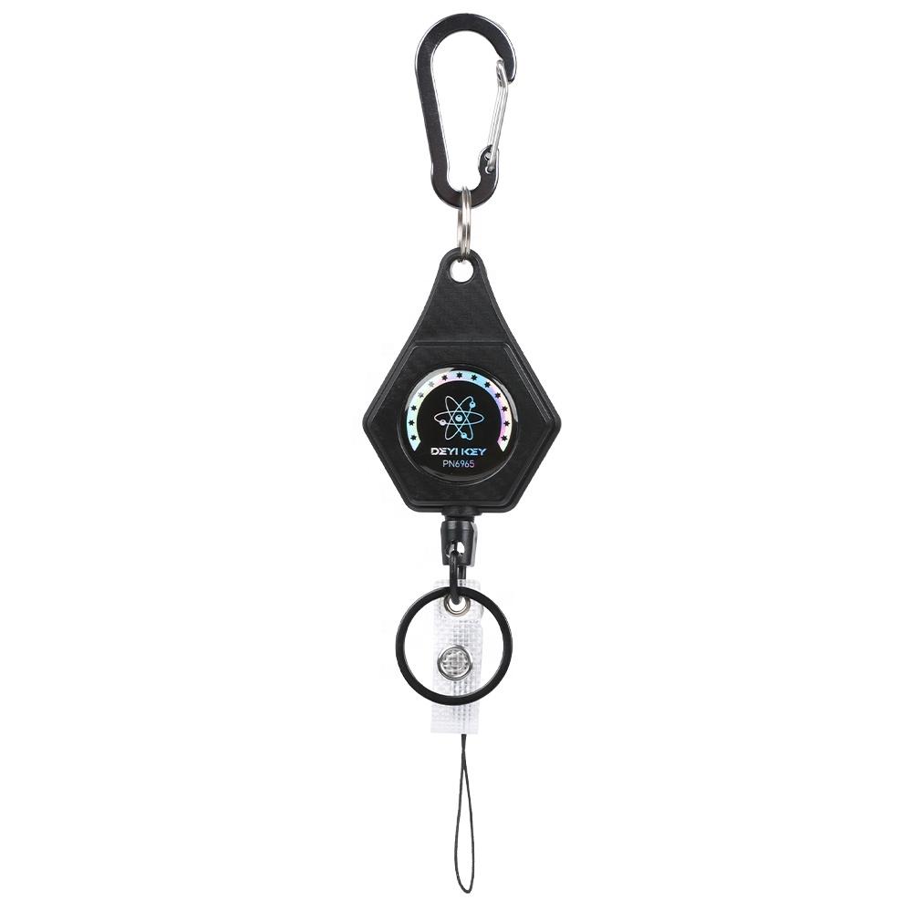DEYI Retractable Keychain Carabiner ID Badge Holder with Belt Clip 32/82cm Steel Retractable Cord