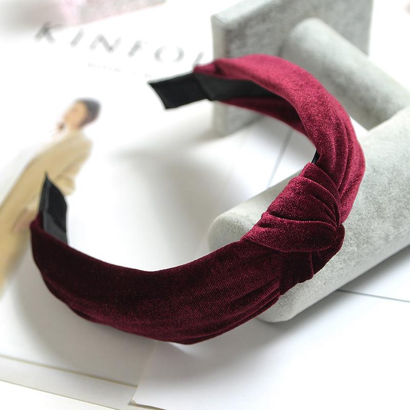 Autumn And Winter Wide-Brimmed Headband Fabric Knotted Corduroy Headband Women'S Japanese And Korean Face Wash Headgear Hair Accessories