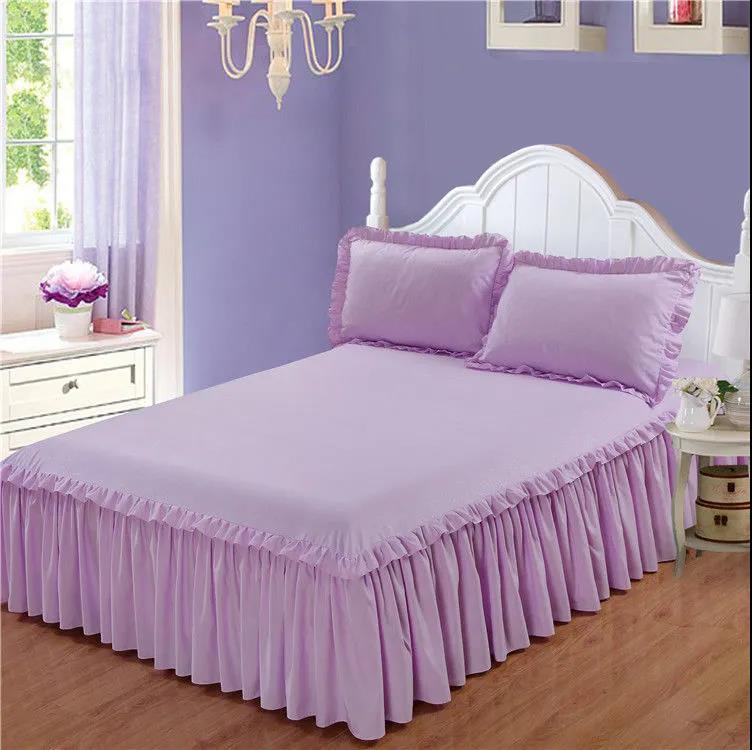 Solid Color Bedspread Bed Skirt Three-piece Cover Simmons Non-slip Bed Sheet Bed Sheet Protective Cover Skin-friendly Nude Sleeping