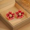 Flower Stud Earrings 2024 Niche Luxury High-end Ankola Red Earrings Temperament Celebrity Style Earrings Women