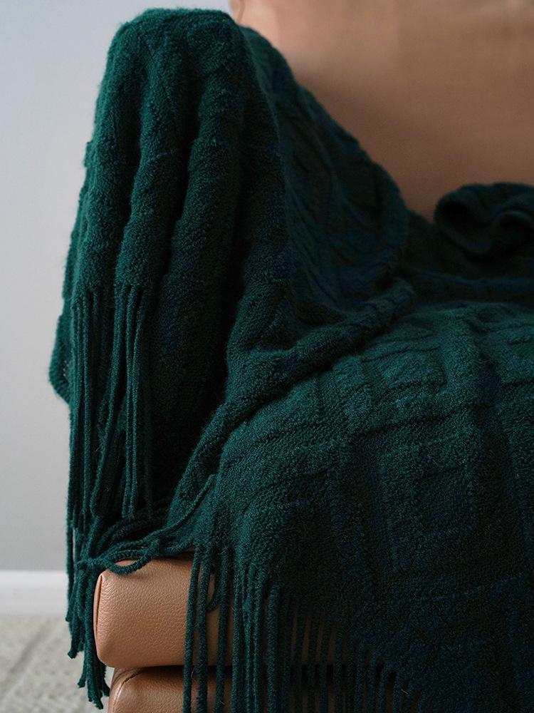 Вязаный жаккардовый плед в американском стиле, дорожка на кровать и одеяло для дивана для осени/зимы