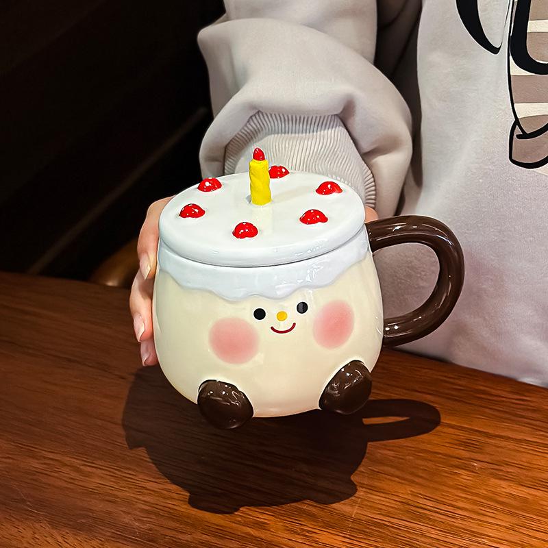 Ceramic Cup Creative Cake Water Cup Anime Mug Coffee Funny Cups Cute Mugs Original Breakfast Cups Personalized Gift Drinkware