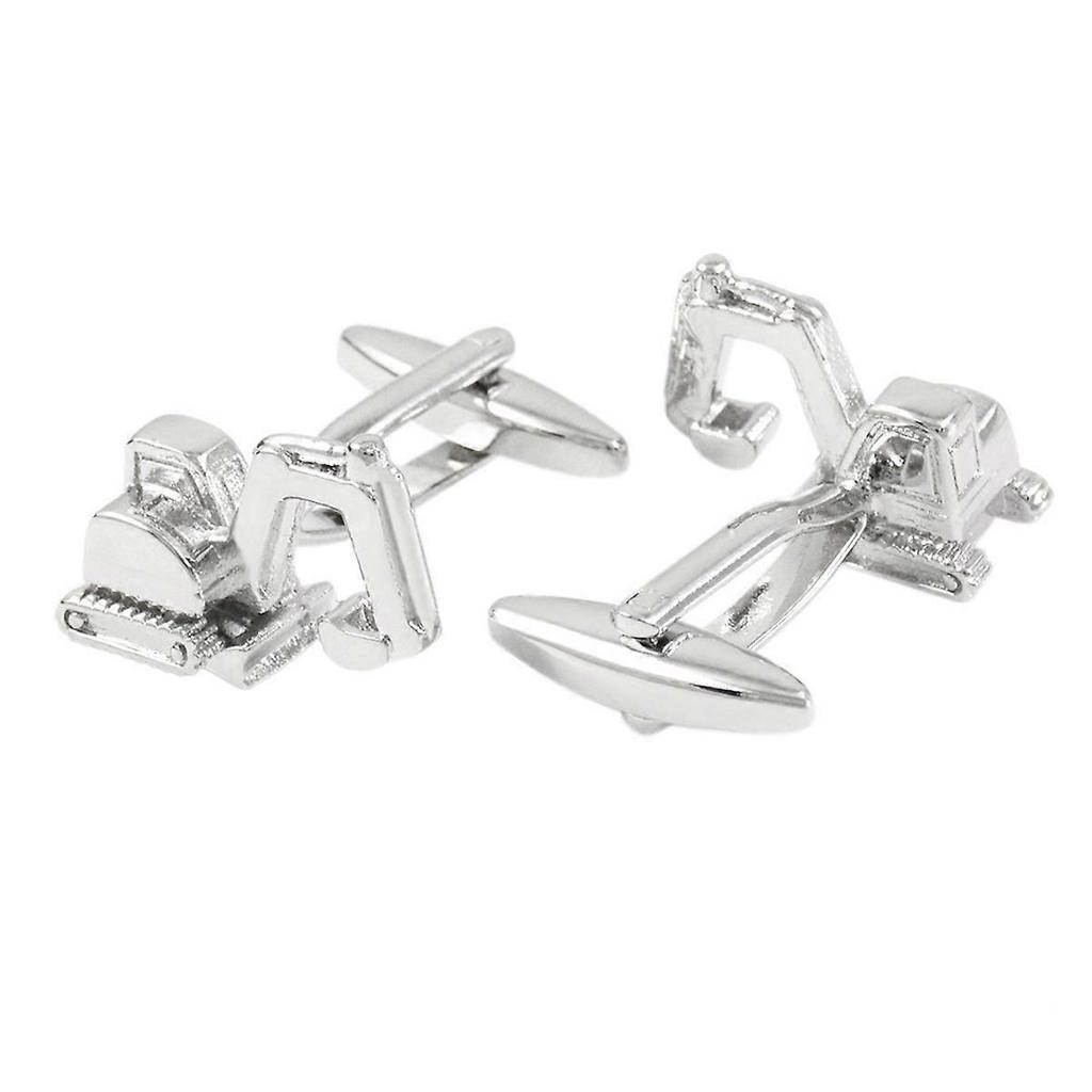 1 Pair Excavator Shape Cufflinks Man's Shirt Studs Silver Plated for Business Wedding Party