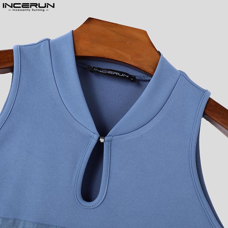 INCERUN Летние мужские безрукавки с нерегулярным ребром, тонкие майки, повседневные обтягивающие короткие топы