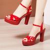 10cm Small Size 32-43 Elegant Patent Leather Sandals Platform Shoes 2025 Office Ladies Block High Heels Sandals for Model Party
