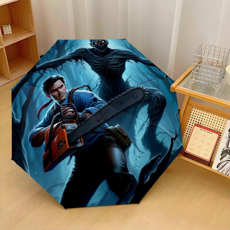 Evil Dead Ash Williams Windproof Auto 8 Rib Folding Umbrella Portable Outdoor Parasol